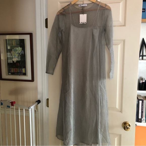 Robe Zara Basic Collections - Noir, Maille Scintillante, Taille S, Neuve Avec étiquettes